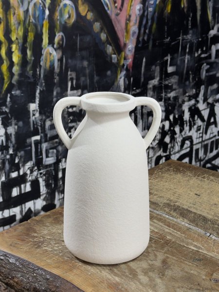 فازة ابيض يد قصيرة