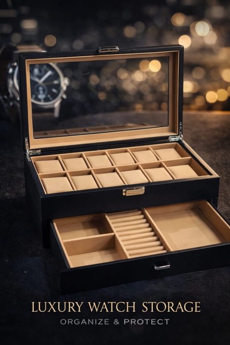 منظم اكسسوار جلد بيج واسود طبقتين